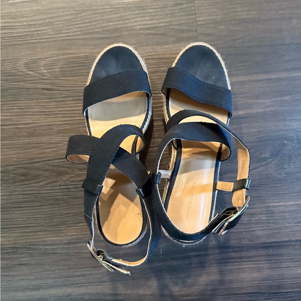 Banana Republic Black Wedge Sandals